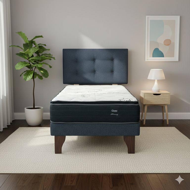 Cama Europea 1 Plaza 190 Plus Respaldo Berna