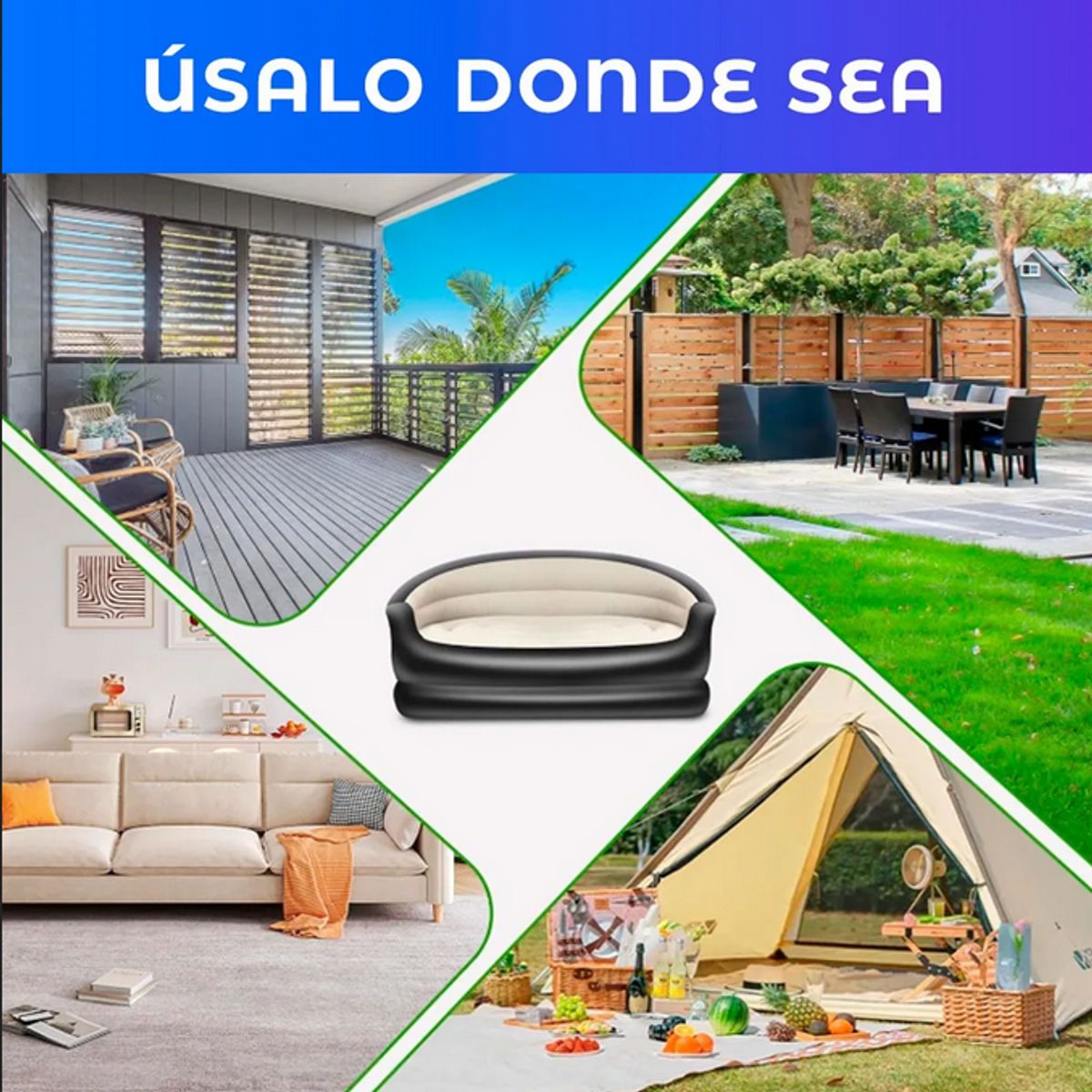 GENERICO - Sofa Inflable Tumbona Incluye Inflador Double Size
