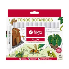 FILGO - Set de 12 Marcadores doble punta Alloy (TONOS BOTÁNICOS)