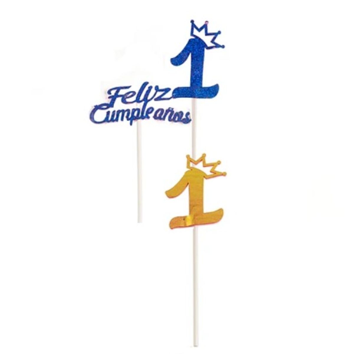 GENERICO - Topper N.º 1 Feliz Cumpleaños Con Corona Color Aleatorio