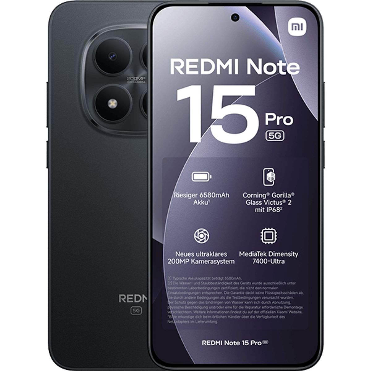 XIAOMI - Xiaomi Redmi Note 15 Pro 5G 8gb Ram 256gb Rom  200mpx 4k Resistente agua IP68 Camara AI Dimm Negro.