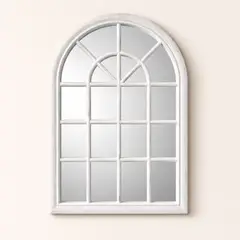 COLETTE - Espejo Tipo Ventana Estilo Farmhouse Blanco Envejecido