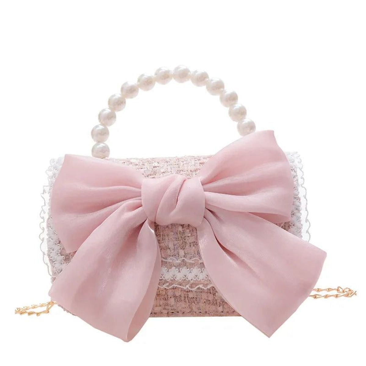 GENERICO - Cartera Bolso Lazo Rosado Para Niñas
