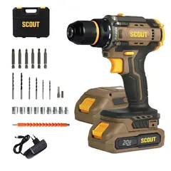SCOUT - Taladro Atornillador Inalambrico 20v + 2 Baterias