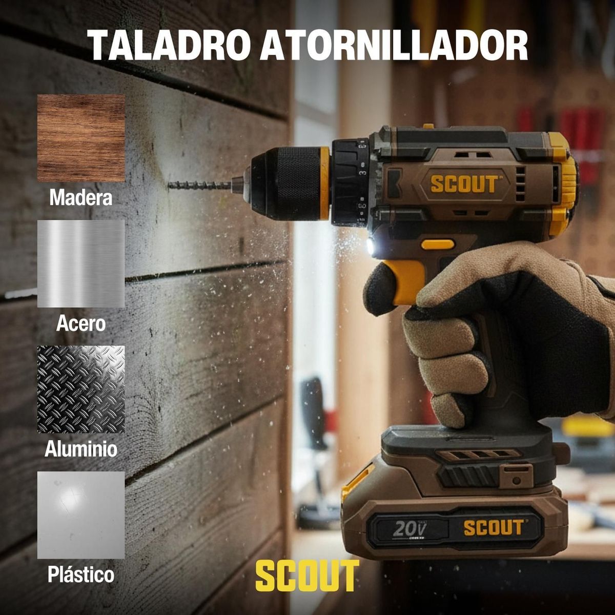 Taladro Atornillador Inalambrico Scout 20v + 2 Baterias, marca SCOUT - Foto 2