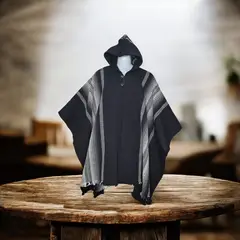 MORLAN - Poncho Ecuatoriano de Lana de Oveja Repelente al agua 100% Lana