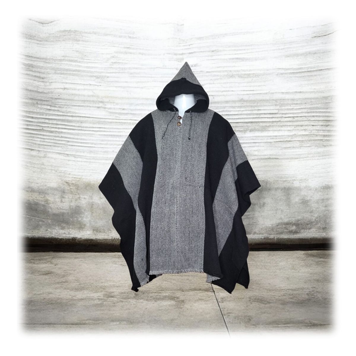 MORLAN - Poncho Ecuatoriano de Lana de Oveja Repelente al agua 100% Lana