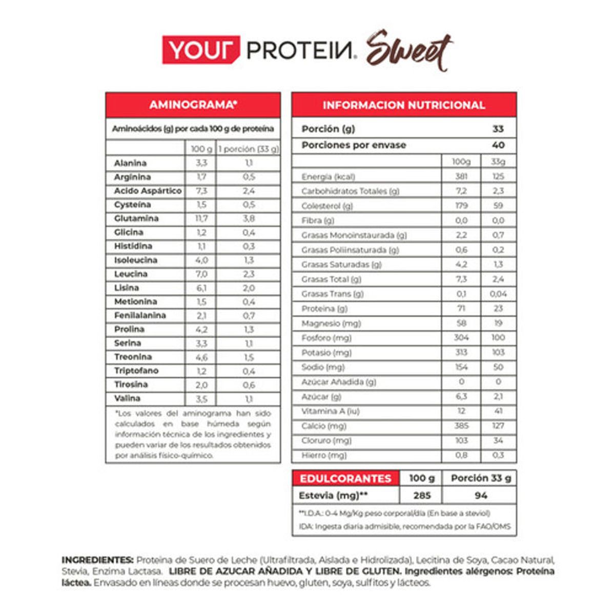 YOUR PROTEIN - Suplemento Proteína Whey Premium Your Protein Chef Cacao 1.32 kg