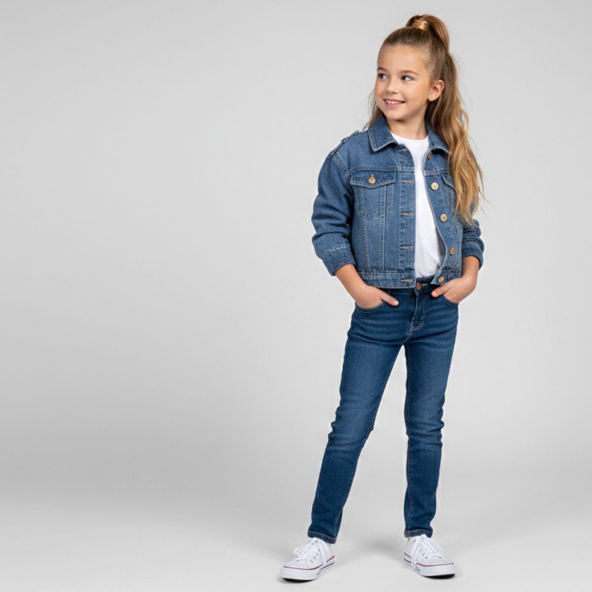 KIBOU - Chaqueta Jeans Niña Denim Clásica Y Resistente