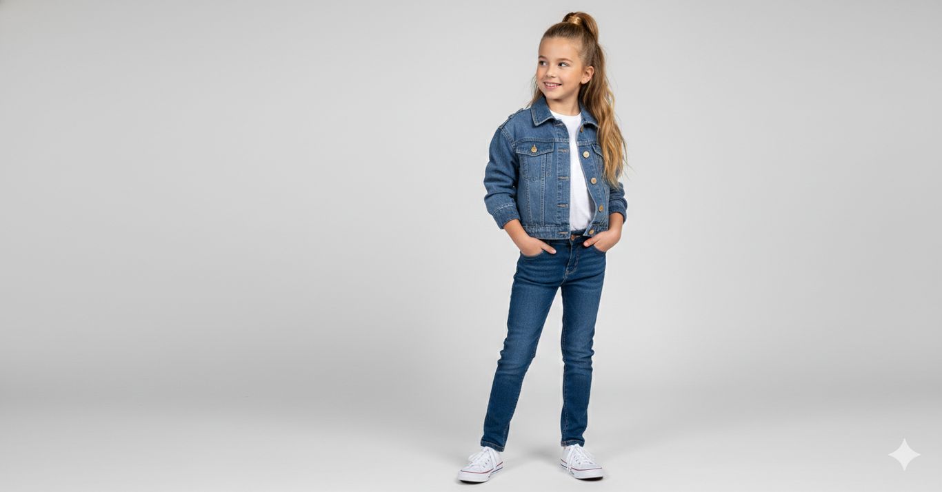 Chaqueta Jeans Nina Denim Clasica Y Resistente Azul 6