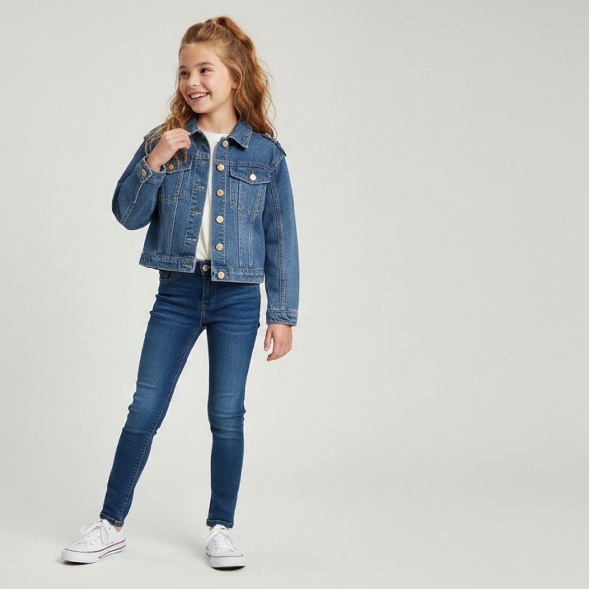 KIBOU - Chaqueta Jeans Niña Denim Clásica Y Resistente