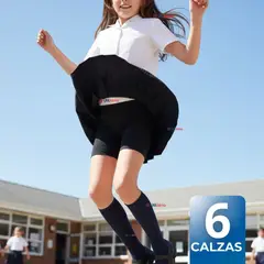 UTILISIMO - Pack 6 Calzas Cortas Escolar Pata Deportivas Niña Juvenil Color Negro