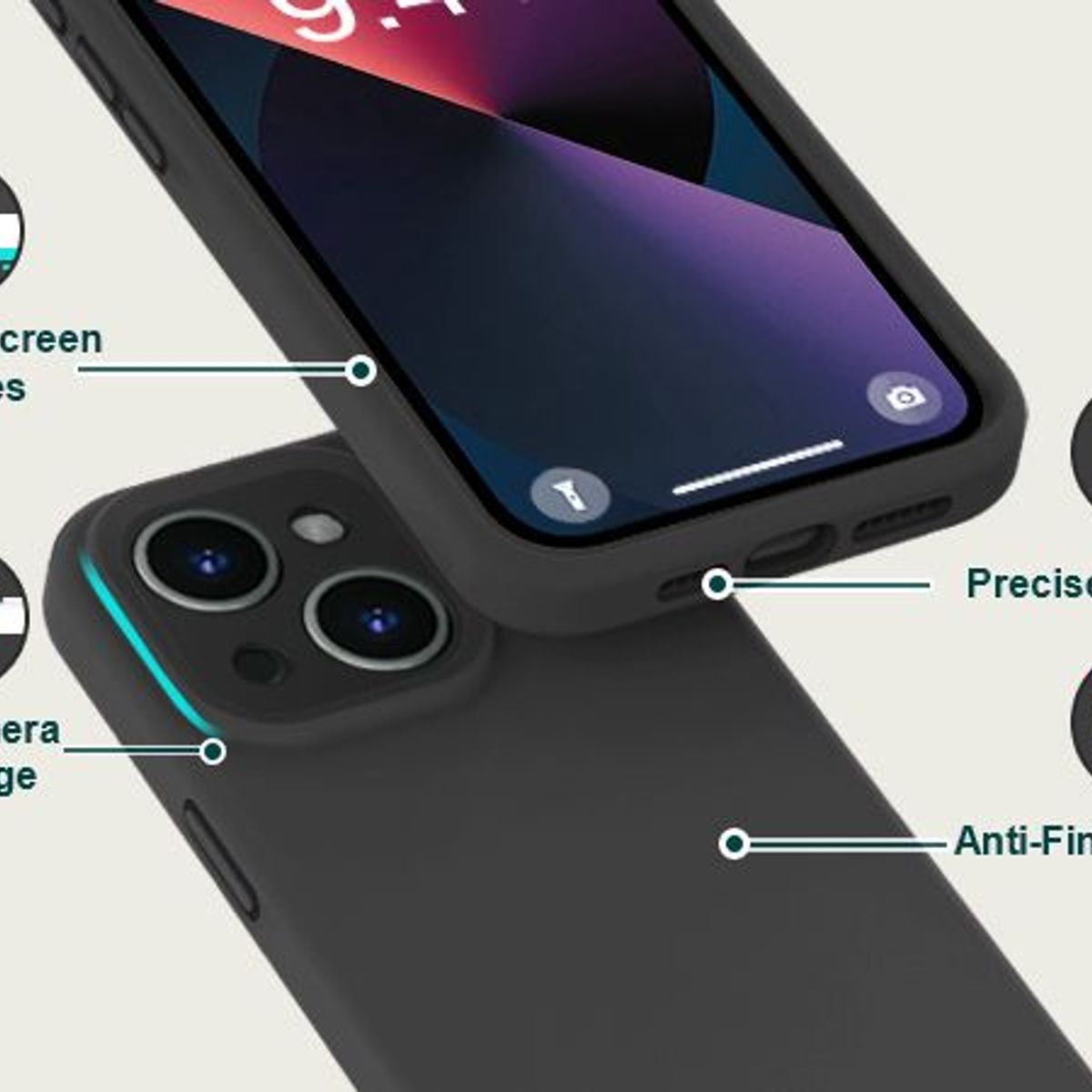 GENERICO - Carcasa Silicona Para IPhone 13 - 14 Normal - Negro