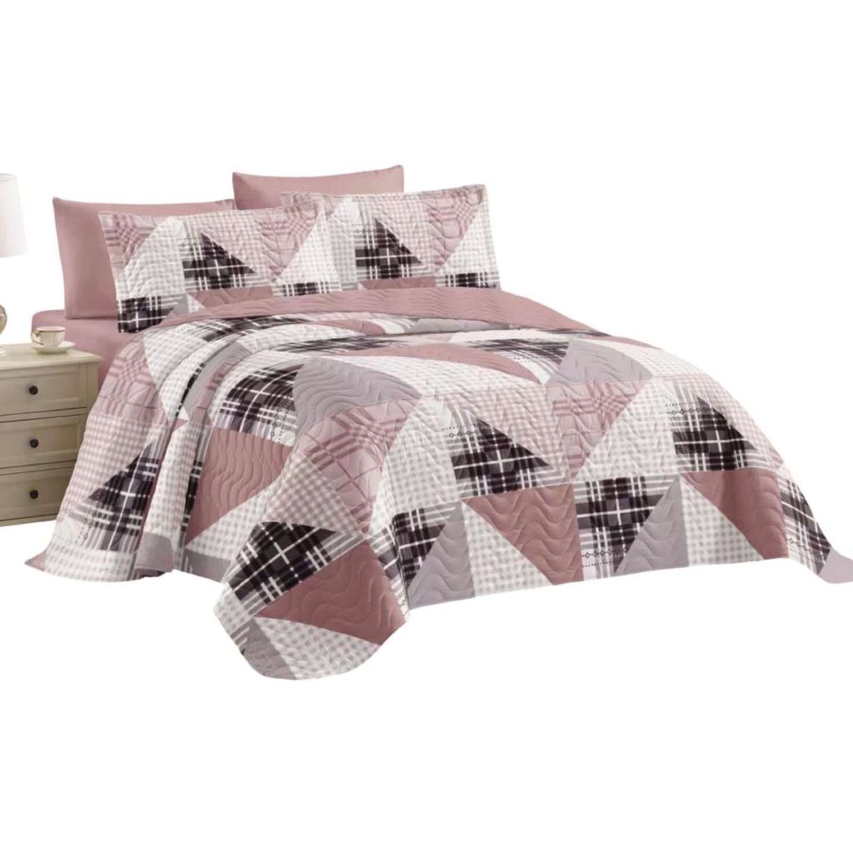 GENERICO - Cubrecama Quilt reversible Elegante y liviano 2 plazas