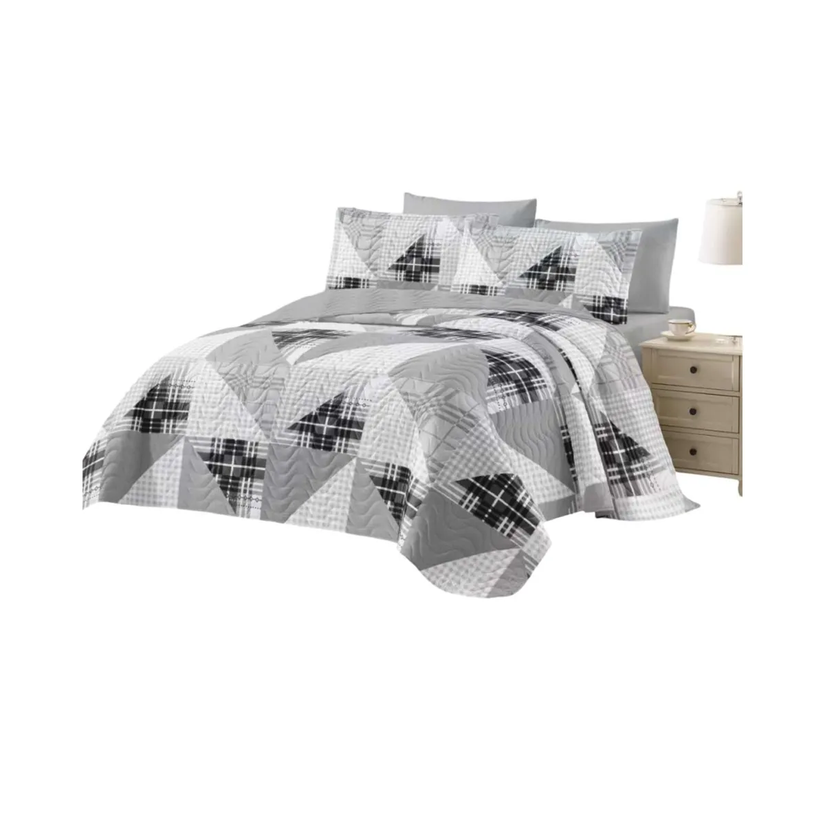 GENERICO - Cubrecama Quilt reversible Elegante y liviano 2 plazas y media