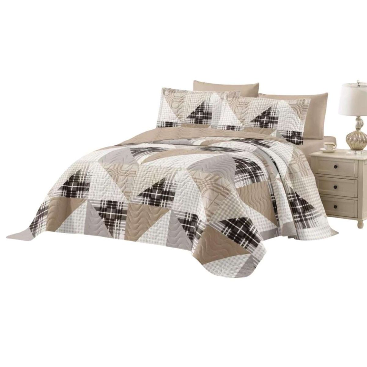 GENERICO - Cubrecama Quilt reversible Elegante y liviano plaza y media