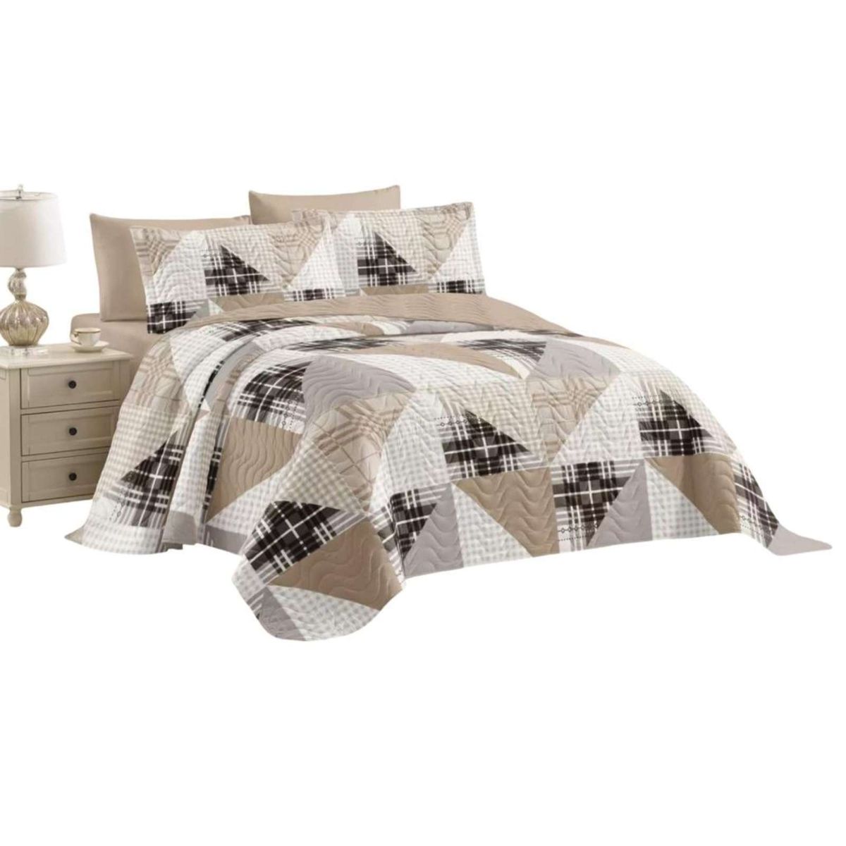 GENERICO - Cubrecama Quilt reversible Elegante y liviano plaza y media