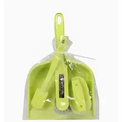 GENERICO - Set Recogedor Con Cepillo Verde Compacto Portatil 4 Piezas