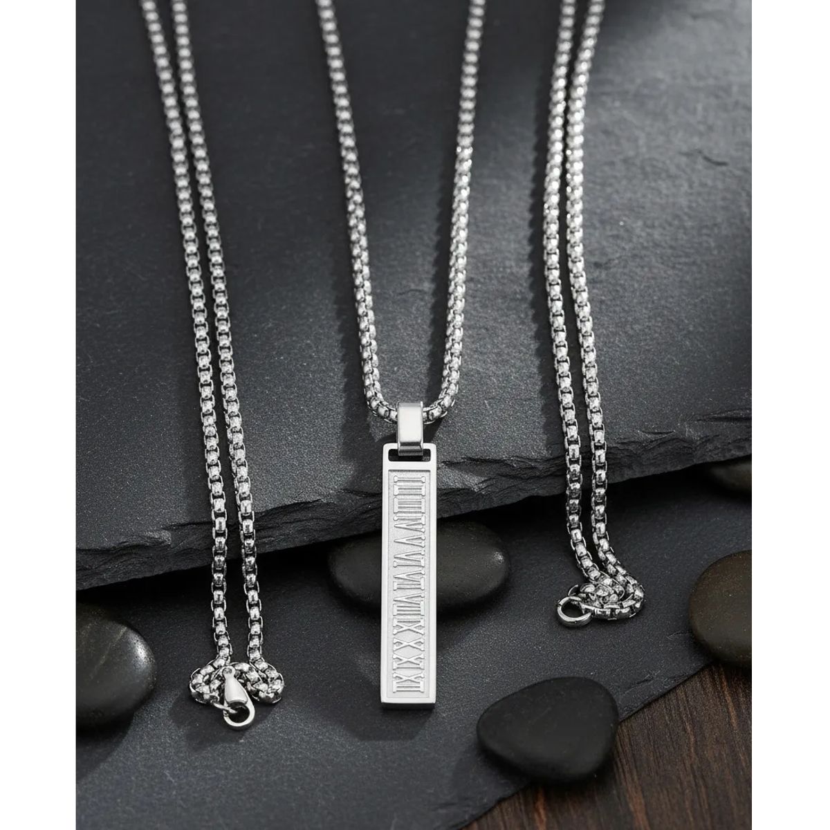 GENERICO - Collar Acero Quirúrgico Números Romanos Hombre Mujer Style