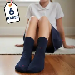 UTILISIMO - Pack 6 Calcetínes Escolares Corto Bambú Azul Niño y Niña