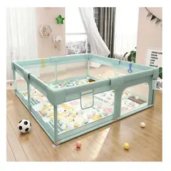 GENERICO - Corral de seguridad para bebé con alfombra180x200cm con accesorios verde