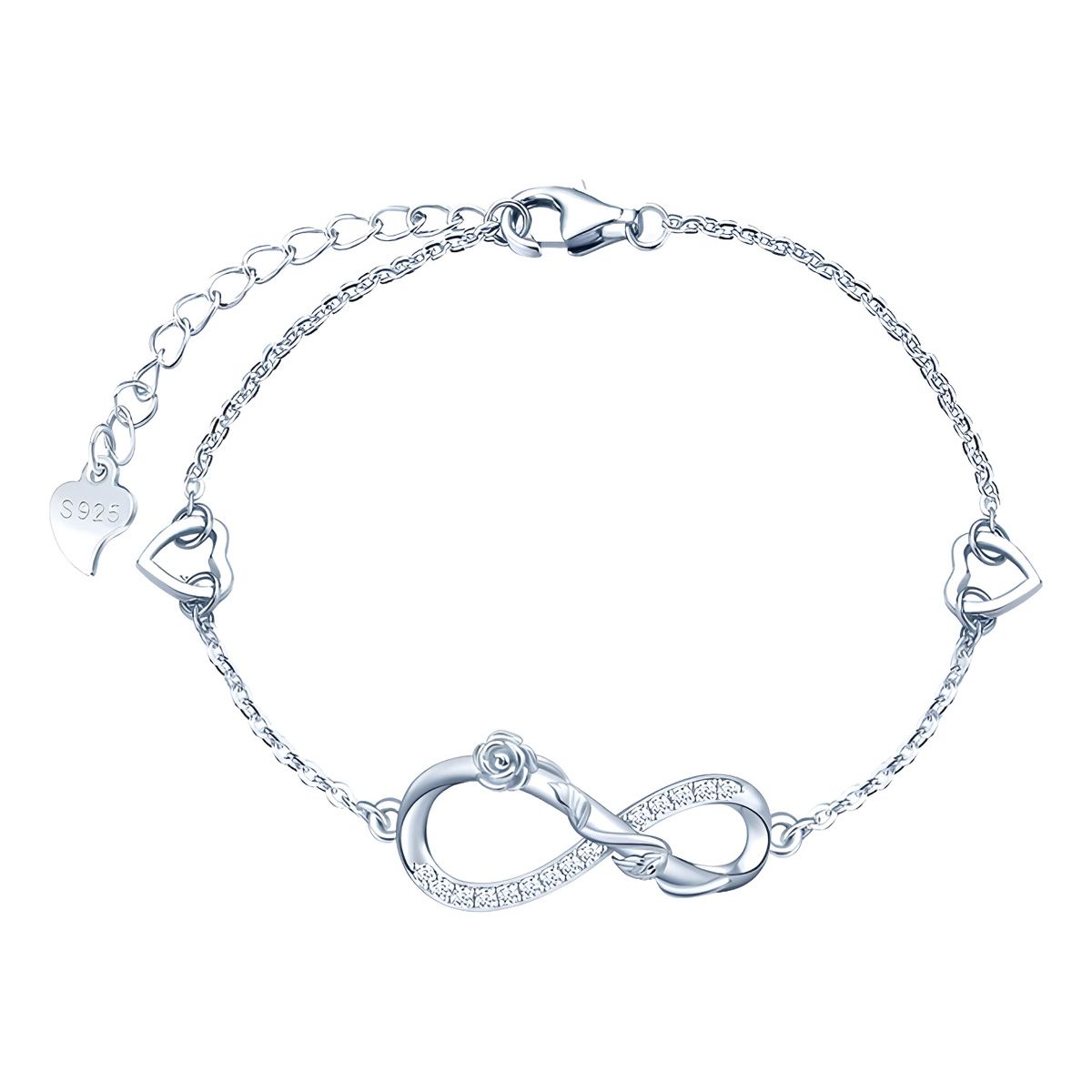 GENERICO - Pulsera infinito plata 925 rosa mujer joya fina regalo