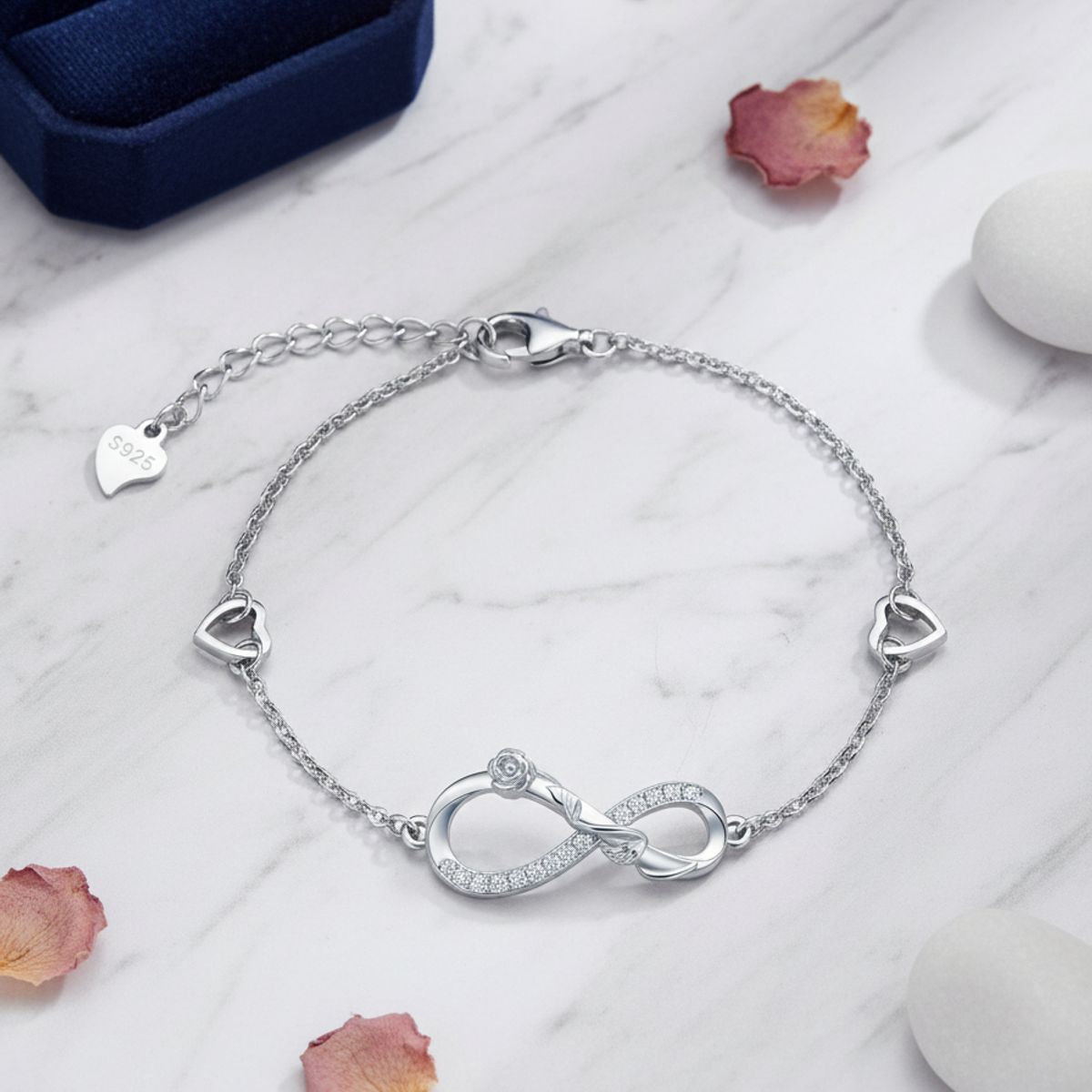 GENERICO - Pulsera infinito plata 925 rosa mujer joya fina regalo