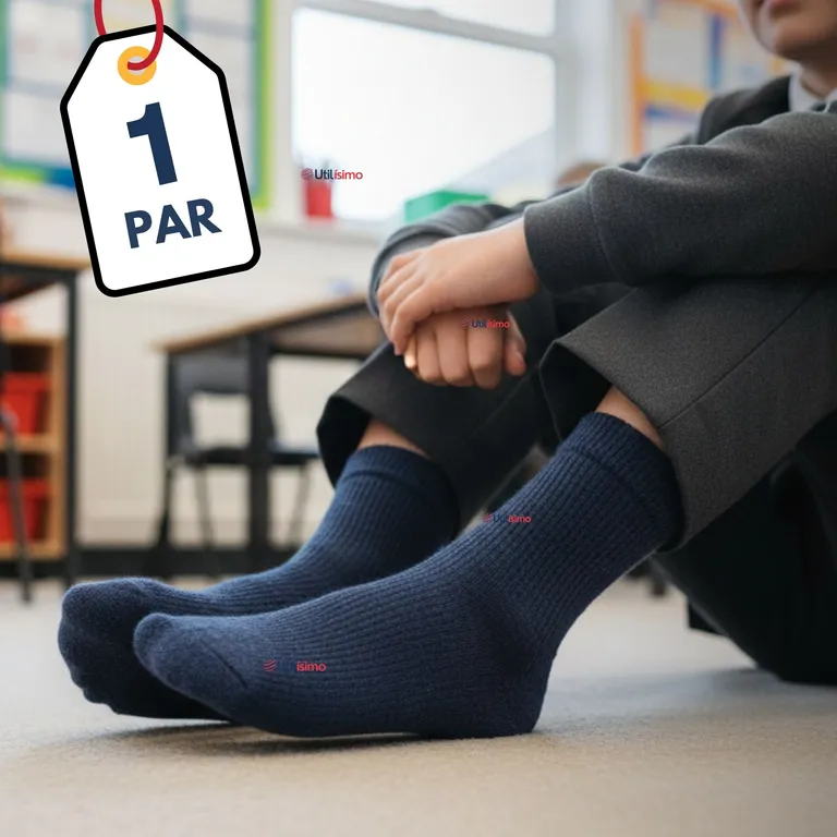 Calcetín Escolar Corto Acrilico Azul Niña Niño Juvenil