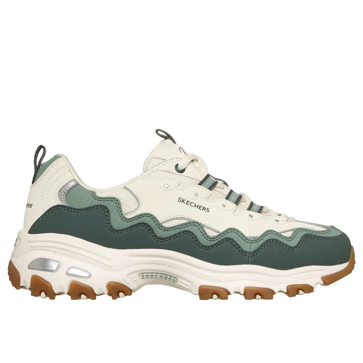 SKECHERS - Zapatillas Mujer DLites Beige Verde Skechers