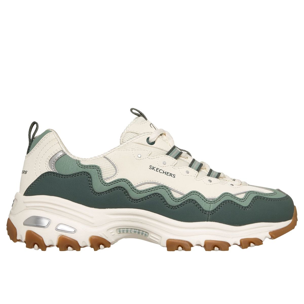 SKECHERS - Zapatillas Mujer DLites Beige Verde Skechers