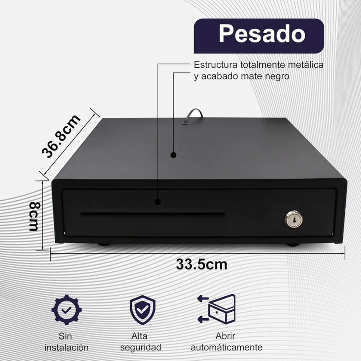 GENERICO - Caja Gaveta De Dinero Registradora Metalica Electronica 4 Billetes rj11