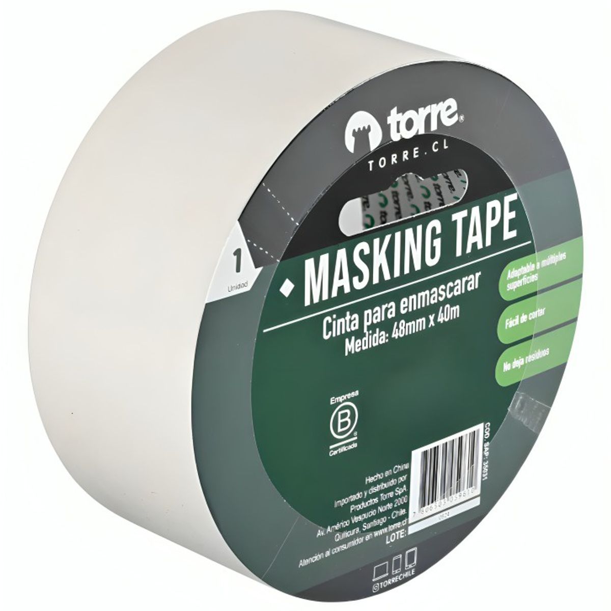TORRE - Pack 3 Cinta Masking Tape Crema 36mm x40m  Torre