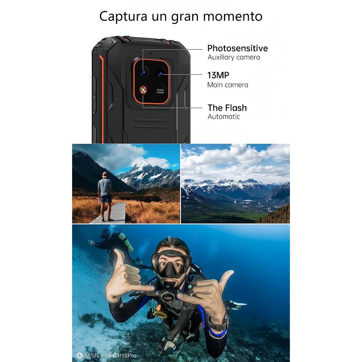 OUKITEL - OUKITEL WP18 PRO Celular 4GB+64GB Smartphone-Negro