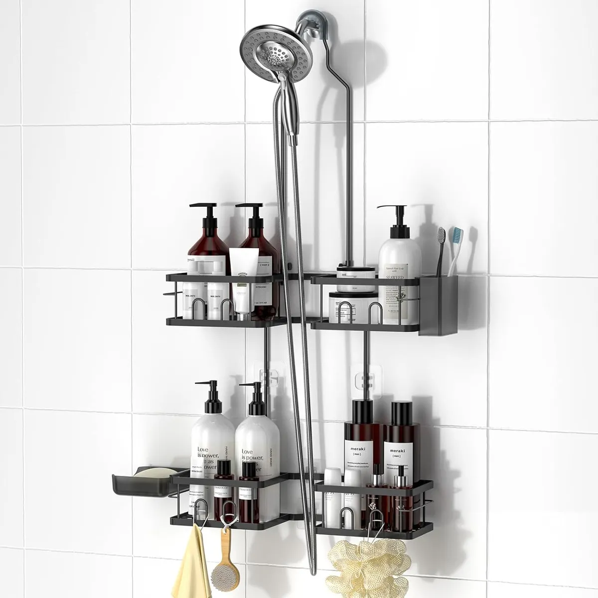 EVERSO - Estante Ducha Colgante 2 Niveles Organizador De Ducha Baño