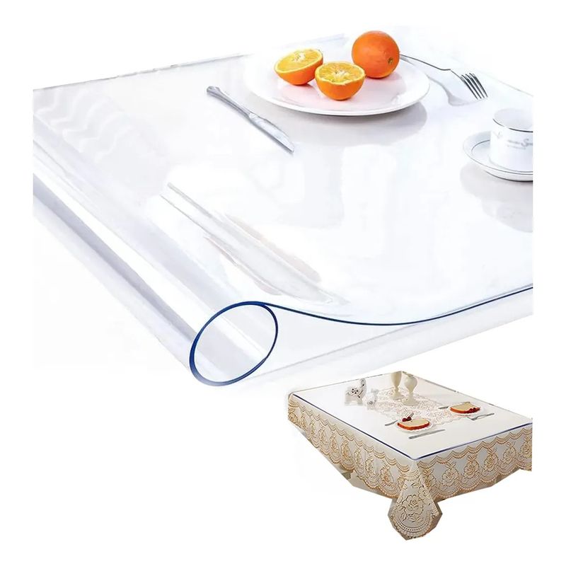 DIKARIYA Mantel Transparente, 100x120CM Mantel Transparente Mesa Rectangular, Mantel PVC Transparente, Mantel Plastico Transparente, Protector De Mesa Cocina, Lavable, Impermeable Y Antibacteriano