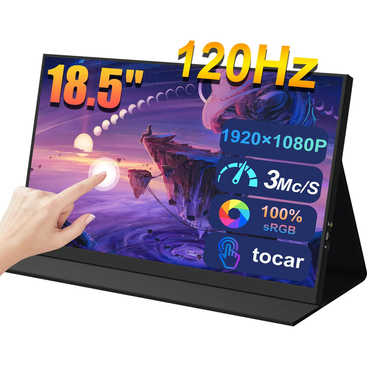 NSEOVS - Monitor Portátil Gamer NSEOVS 18.5 FHD 120Hz Táctil