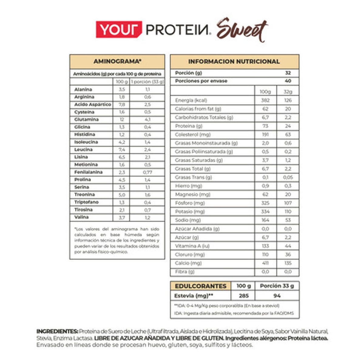 YOUR PROTEIN - Suplemento Proteína Whey Premium Your Protein Chef Vainilla 1.32 kg