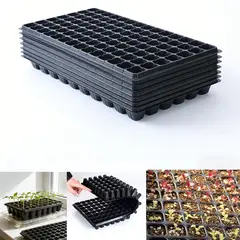 GENERICO - Pack12 Almacigueras Bandejas Rígidas 128 Cavidades Negro