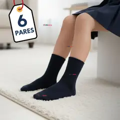 UTILISIMO - Pack 6 Calcetínes Escolares Corto Acrílico Azul Niño y Niña