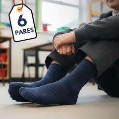 UTILISIMO - Pack 6 Calcetínes Escolares Corto Acrílico Azul Niña Niño Juvenil