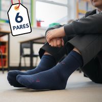Pack 6 Calcetínes Escolares Corto Acrílico Azul Niña Niño Juvenil