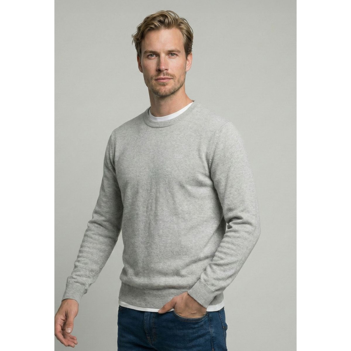 NEW MAN - Sweater Madrid Grey Melange New Man