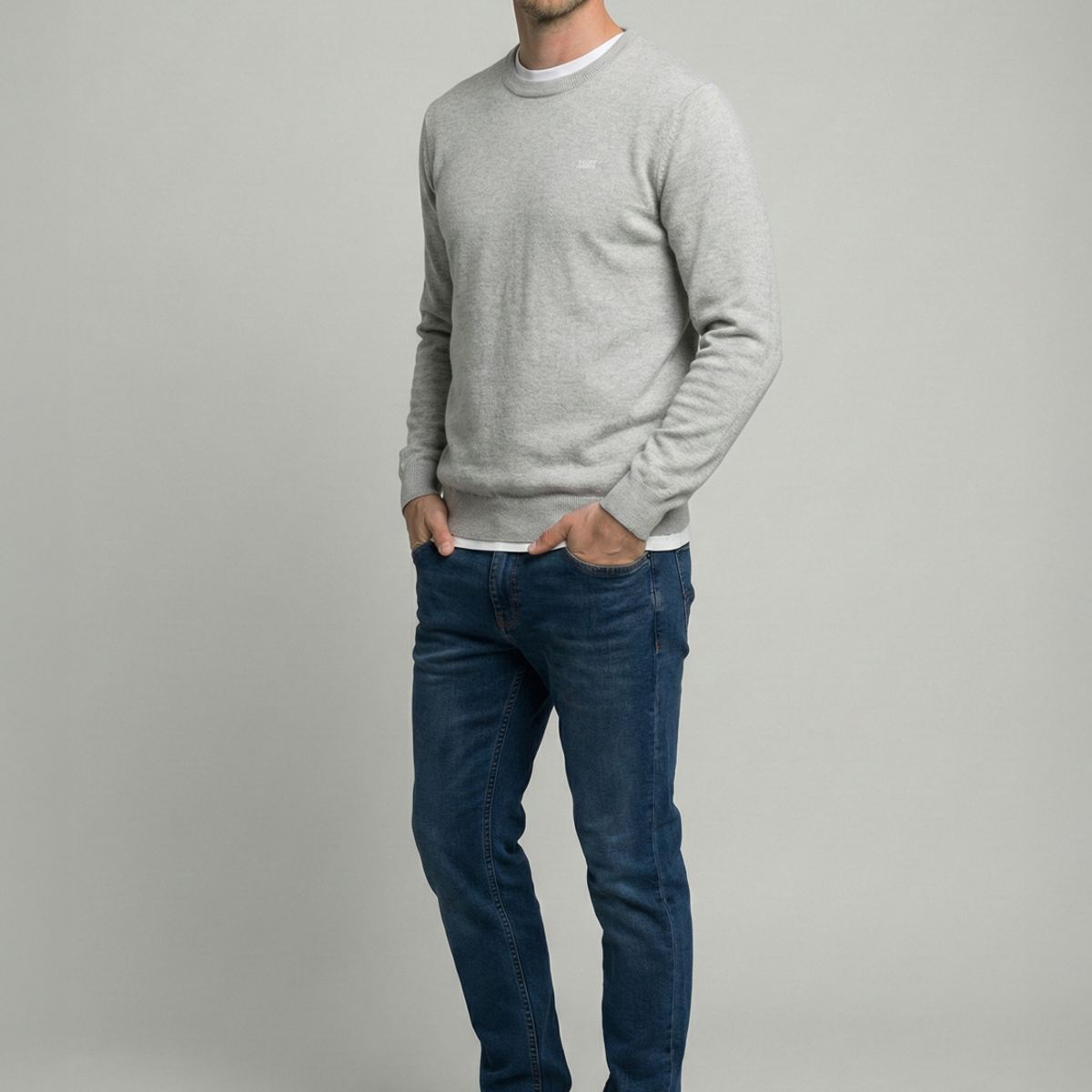 NEW MAN - Sweater Madrid Grey Melange New Man