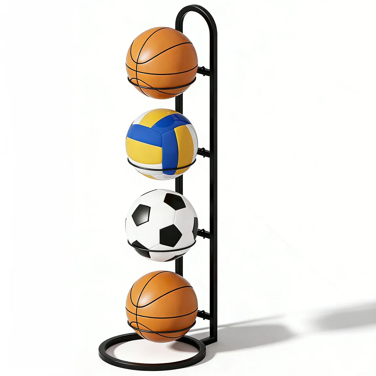 MOONCORE - Estante De Almacenamiento De Metal Pelota De 4 niveles Negro