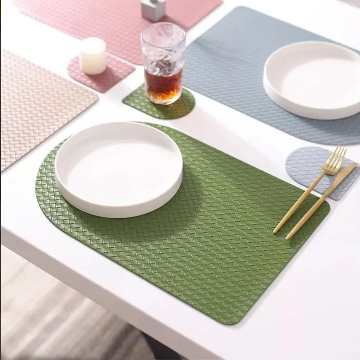 OKAY - Set 6 Individuales De Mesa Ecocuero Rectangular Colores