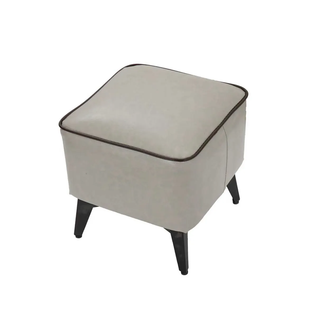 SOHOGAR - Taburete reposapiés otomano cuadrado eco cuero gris