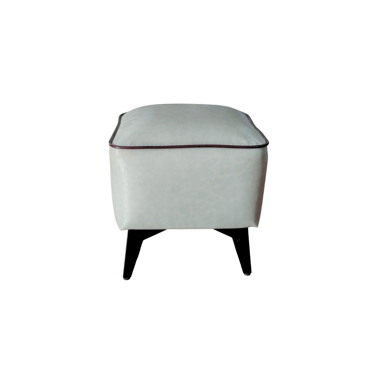 SOHOGAR - Taburete reposapiés otomano cuadrado eco cuero gris