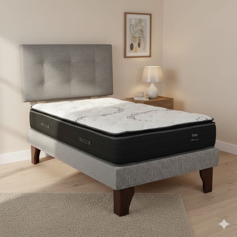 Cama Europea 1 Plaza 190 Plus Respaldo Berna