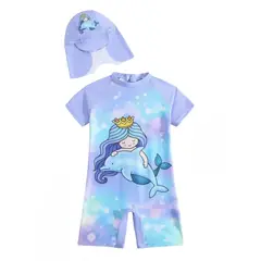 SENSIBLUE - Traje de Baño Niña Completo con Gorrito Sirena y Delfín -