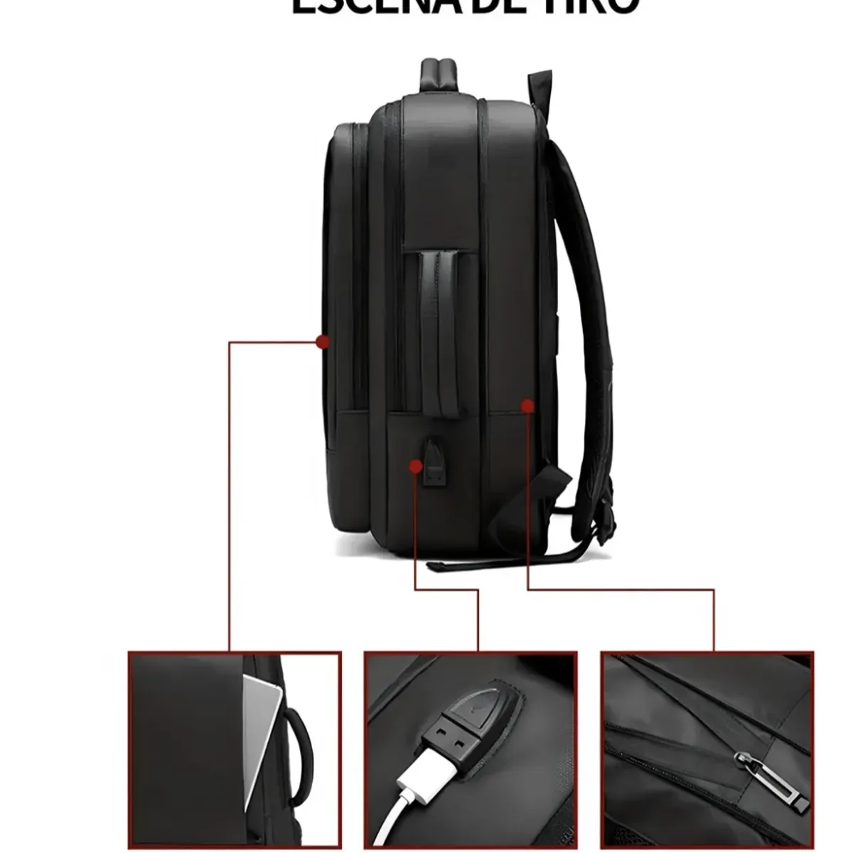 MOMO - Mochila De Viaje Para Notebook 15.6 Pulgadas Escolar Eimperm Negro Liso